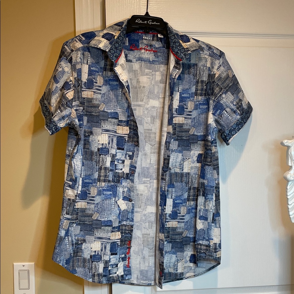 Robert Graham Abstract Blue and Gray Men's Shirt